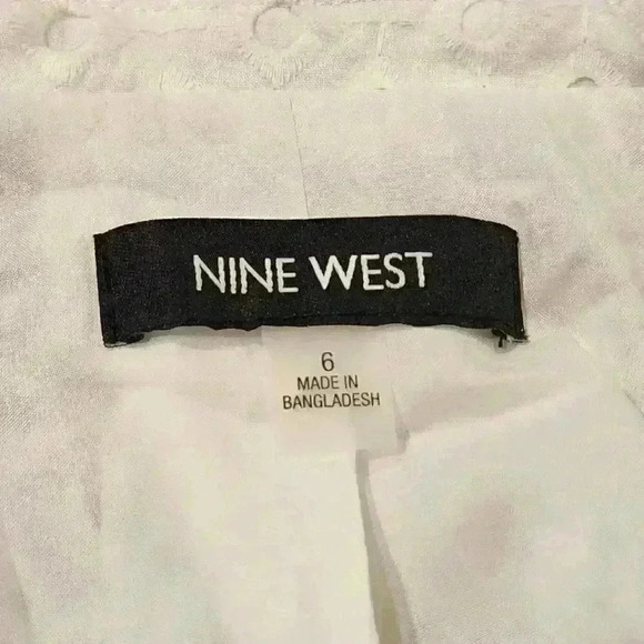 Nine West Ivory Eyelet Notch Blazer One button Sz 6 US - Picture 8 of 14